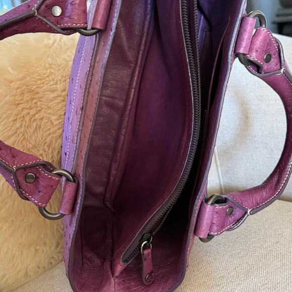 CELINE Michael Kors Boogie Bag Handbag Sd Gm 0097 Exotics Ostrich Purple Italy - Picture 14 of 16